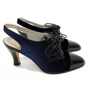 VINTAGE Ferragamo 80's Lace-Up Wingtip Slingbacks